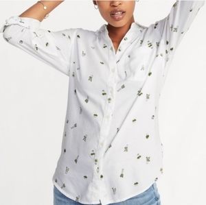 Old Navy The Classic Shirt L House Plant Button Up